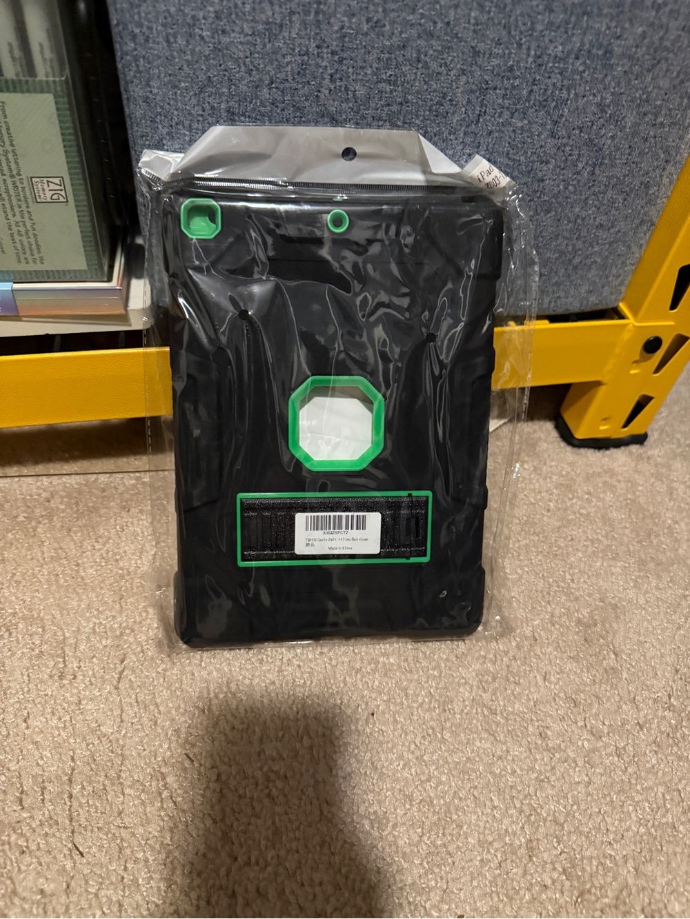 Rugged Black Tablet Case with Green Accents